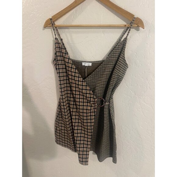 Stitch & Pine Wrap Front Buckle Plaid & checkered Mini Dress - Picture 2 of 9